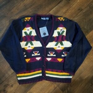 Vintage Beyond blue button-front  design sweater